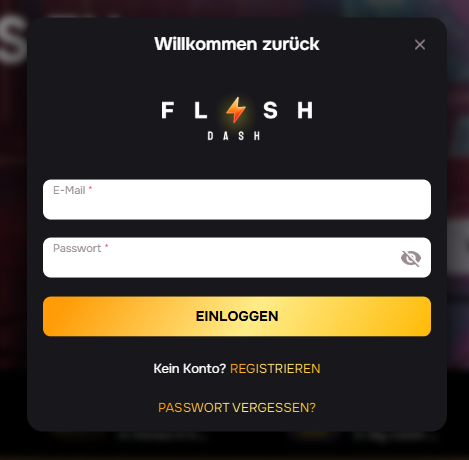 flashdash login form